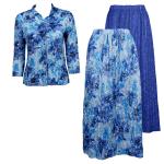 Sets Magic Crush Silky Touch - Blouse / Skirt - Blue Blossoms Reversible Skirt - Blue Blossoms Blouse