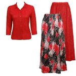 Sets Magic Crush Silky Touch - Blouse / Skirt - Spray of Roses Reversible Skirt - Scarlet Blouse