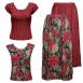 Burgundy Floral Reversible Skirt - Two Cap Sleeves Burgundy Floral Reversible Skirt - Two Cap Sleeves