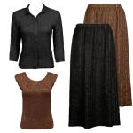 Sets Magic Crush Silky Touch - Blouse / Cap - Solid Black-Brown - Black Blouse - Brown Cap