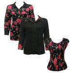 Sets - Reversible Jacket / Mini Pleat Cap - Black with Roses