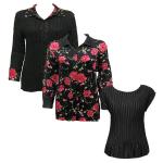 Sets - Reversible Jacket / Mini Pleat Cap - Black with Roses - Solid Black