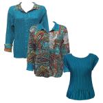 Sets - Reversible Jacket / Mini Pleat Cap - Paisley Plaid Teal - Solid Dark Teal