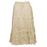 Skirts - Cotton Three Tier Broomstick - Calf Length - Beige