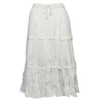Skirts - Cotton Three Tier Broomstick - Calf Length - White