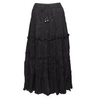 Skirts - Cotton Three Tier Broomstick - Ankle Length - Black