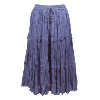 Skirts - Cotton Three Tier Broomstick - Calf Length - Denim