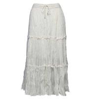 Skirts - Cotton Three Tier Broomstick - Ankle Length - White