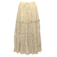 Skirts - Cotton Three Tier Broomstick - Ankle Length - Beige