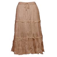 Skirts - Cotton Three Tier Broomstick - Calf Length - Light Brown