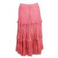 Skirts - Cotton Three Tier Broomstick - Ankle Length - Coral