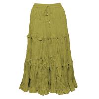Skirts - Cotton Three Tier Broomstick - Calf Length - Olive