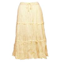 Skirts - Cotton Three Tier Broomstick - Calf Length - Ivory Creme