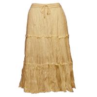 Skirts - Cotton Three Tier Broomstick - Calf Length - Sand
