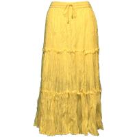 Skirts - Cotton Three Tier Broomstick - Ankle Length - Yellow