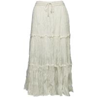 Skirts - Cotton Three Tier Broomstick - Ankle Length - Ivory