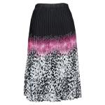 Skirts - Georgette Mini Pleat - Calf Length - Leopard Border Black-Pink