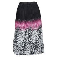 Skirts - Georgette Mini Pleat - Calf Length - Leopard Border Black-Pink