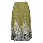 Skirts - Georgette Mini Pleat - Calf Length - Flowers and Dots 2 Olive-White
