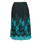 Skirts - Georgette Mini Pleat - Calf Length - Flowers and Dots Black-Turquoise