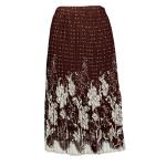 Skirts - Georgette Mini Pleat - Calf Length - Flowers and Dots Brown-Ivory