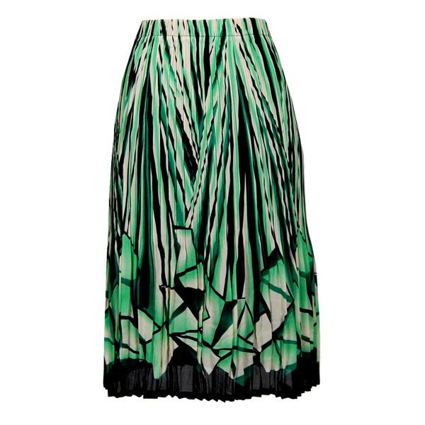 Wholesale 1031 - Georgette Mini Pleat Calf Length Skirts Prisms Green-Black - One Size Fits Most