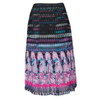 Skirts - Georgette Mini Pleat - Calf Length - Paisley Border Pink-Blue