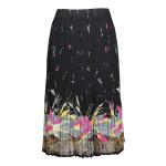 Skirts - Georgette Mini Pleat - Calf Length - Print Border 2 Black-Gold-Grey