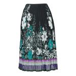 Skirts - Georgette Mini Pleat - Calf Length - Print Border Black-Teal-Purple