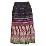 Skirts - Georgette Mini Pleat - Calf Length - Paisley Border Olive-Orchid