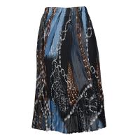 Skirts - Georgette Mini Pleat - Calf Length - Leopard and Beads Blue-Grey-Brown