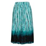 Skirts - Georgette Mini Pleat - Calf Length - Abstract Stripes White-Black-Teal