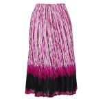 Skirts - Georgette Mini Pleat - Calf Length - Abstract Stripes White-Black-Raspberry