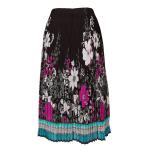 Skirts - Georgette Mini Pleat - Calf Length - Print Border Black-Teal-Pink