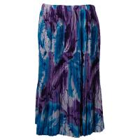 Skirts - Georgette Mini Pleat - Calf Length - Turquoise-Purple Watercolors
