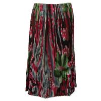 Skirts - Georgette Mini Pleat - Calf Length - Abstract Floral - Pink-Green