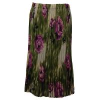 Skirts - Georgette Mini Pleat - Calf Length - Roses Olive-Purple
