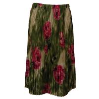 Skirts - Georgette Mini Pleat - Calf Length - Roses Olive-Pink