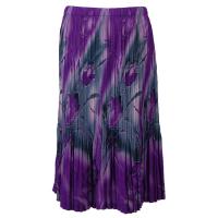 Skirts - Georgette Mini Pleat - Calf Length - Tulips Charcoal-Purple