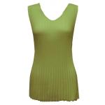 Georgette Mini Pleats - Sleeveless V-Neck - Solid Olive