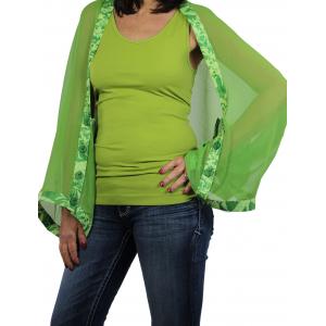 Wholesale 1036 - Origami Button Shawl/Capes Green with Emerald-Lime Trim - 