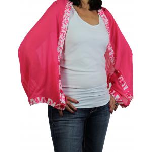 Wholesale 1036 - Origami Button Shawl/Capes Hot Pink with Pink-White Trim - 