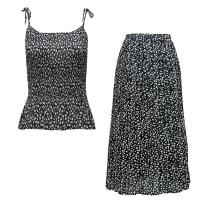 Sets Georgette Mini Pleat - Spaghetti Tank - Polka Dot Black-White