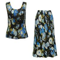 Sets Georgette Mini Pleat - Sleeveless - Mums Blue-Black