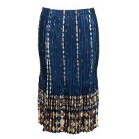 Skirts - Satin Mini Pleat - Calf Length - Diamond Border Navy-Beige
