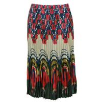 Skirts - Satin Mini Pleat - Calf Length - Geometric Circles Navy-Red