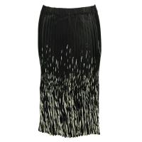 Skirts - Satin Mini Pleat - Calf Length - Black with White Brushstrokes