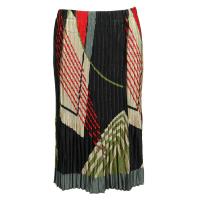 Skirts - Satin Mini Pleat - Calf Length - Art Deco Olive-Red