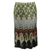 Skirts - Satin Mini Pleat - Calf Length - Geometric Circles Olive-Beige