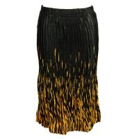 Skirts - Satin Mini Pleat - Calf Length - Black with Gold Brushstrokes